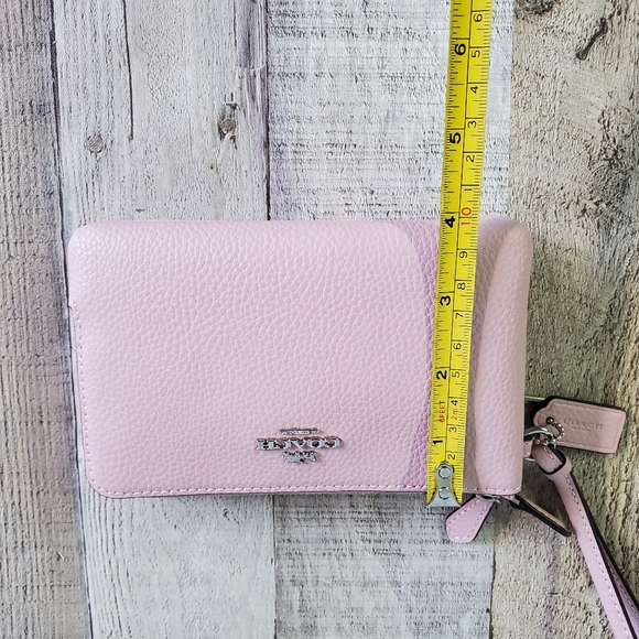 COACH | Pebble Leather Double Corner Zip Wristlet in Carnation - Picture 9 of 9